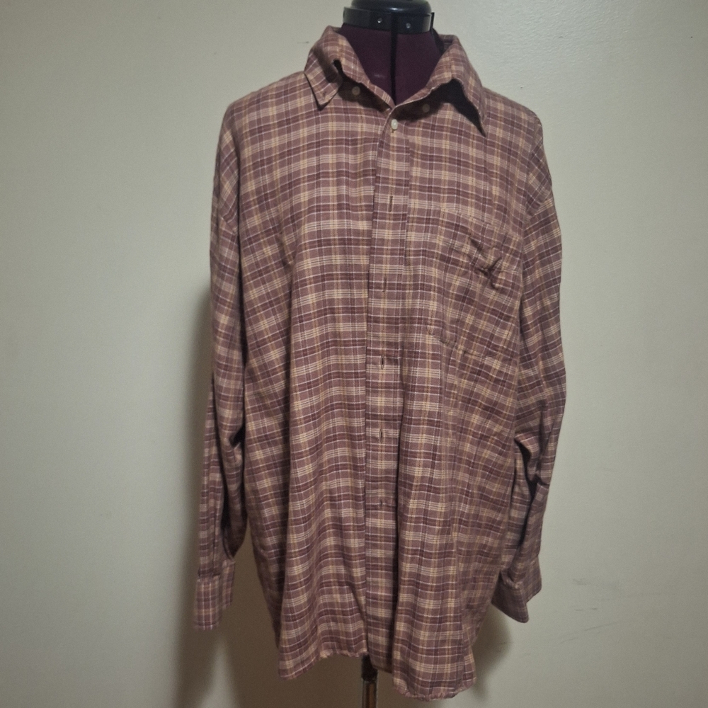 Jos. A. Bank Casual Plaid Shirt - Brown and Tan Size L